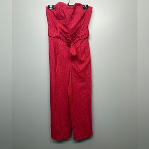 Anthropologie Pink Strapless Belted Jumpsuit SIZE 8